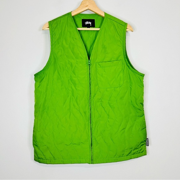 Stussy Green Lightweight Quilted Jacket Liner Large - Picture 1 of 6